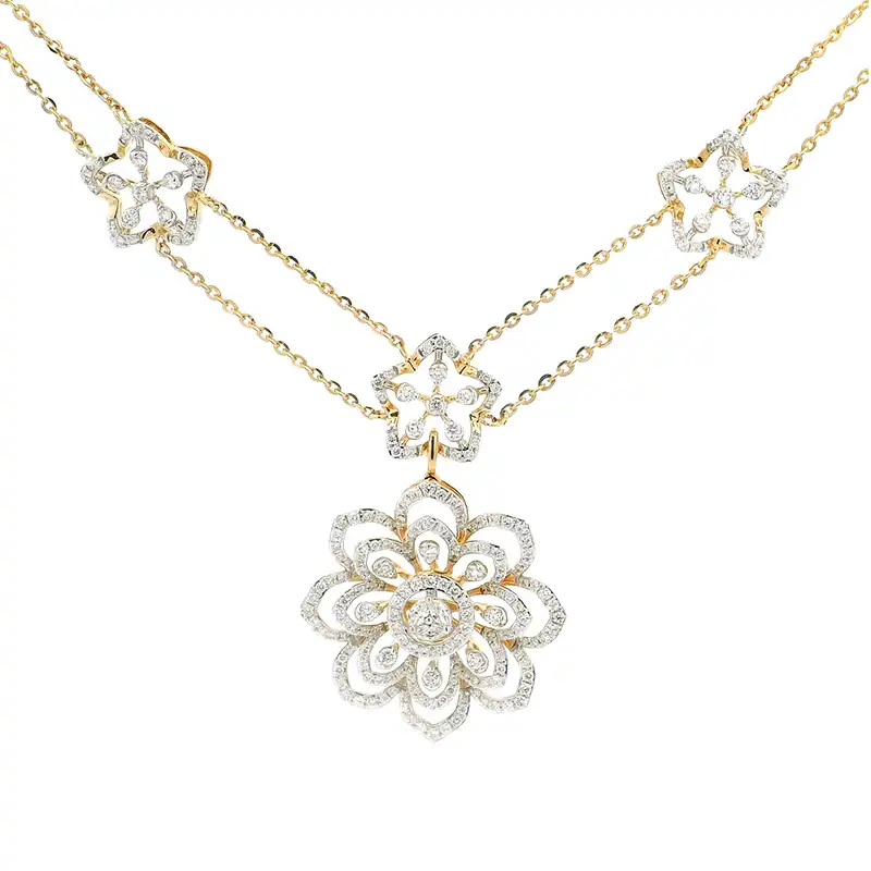 Yellow Gold Diamond Necklace Set