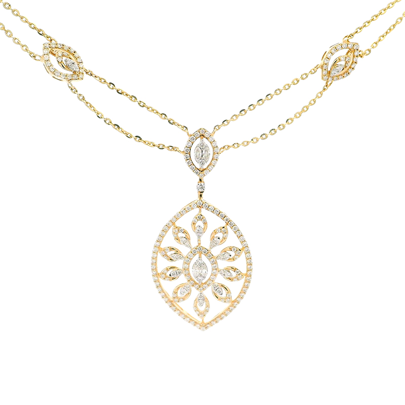 Yellow Gold Diamond Necklace Set