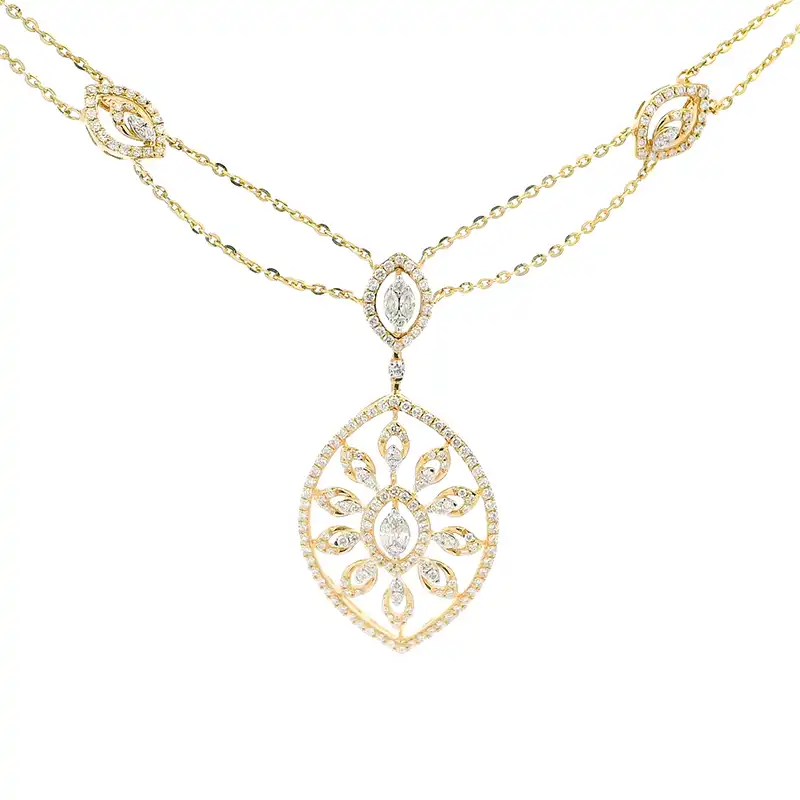 Yellow Gold Diamond Necklace Set