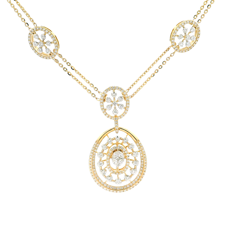 Yellow Gold Diamond Necklace Set