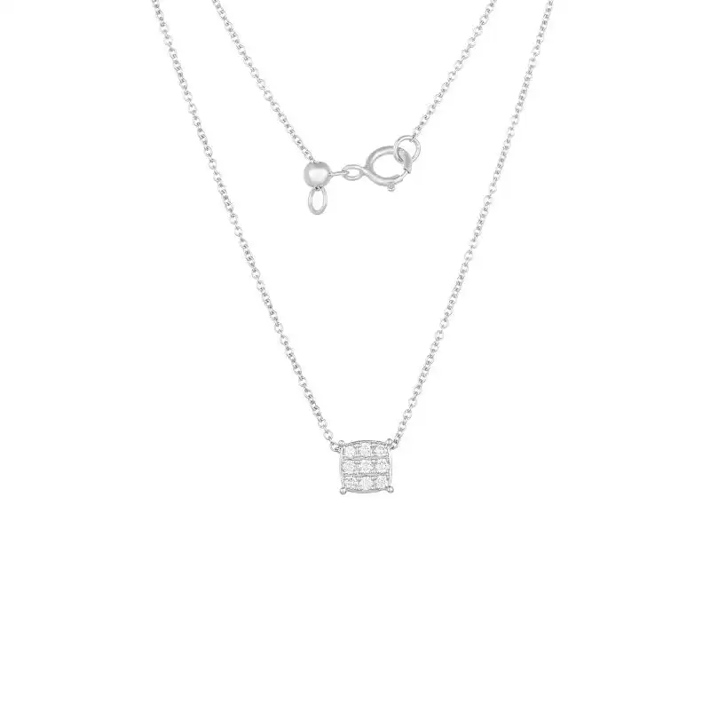 18K White Gold Diamond Necklace with 9 Diamonds