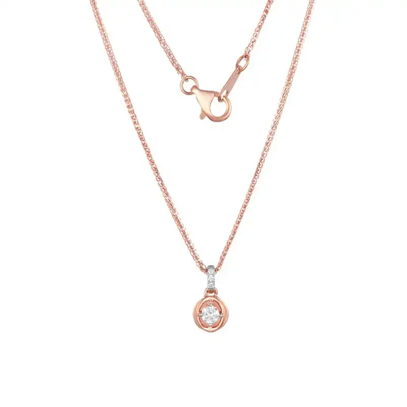 18K Rose Gold Diamond Necklace with 4 Diamonds