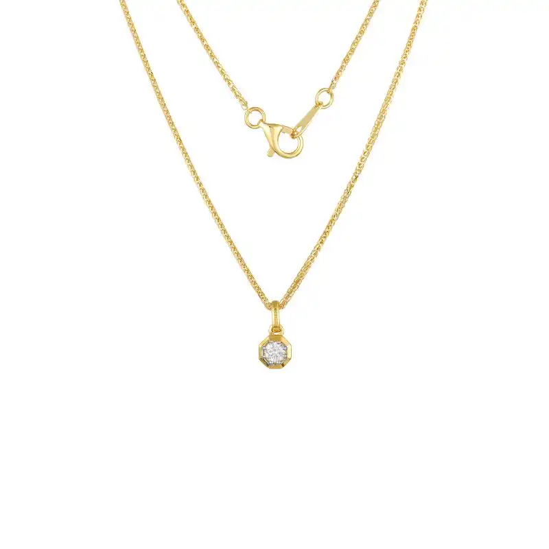 18K Yellow Gold Diamond Necklace with 4 Diamonds