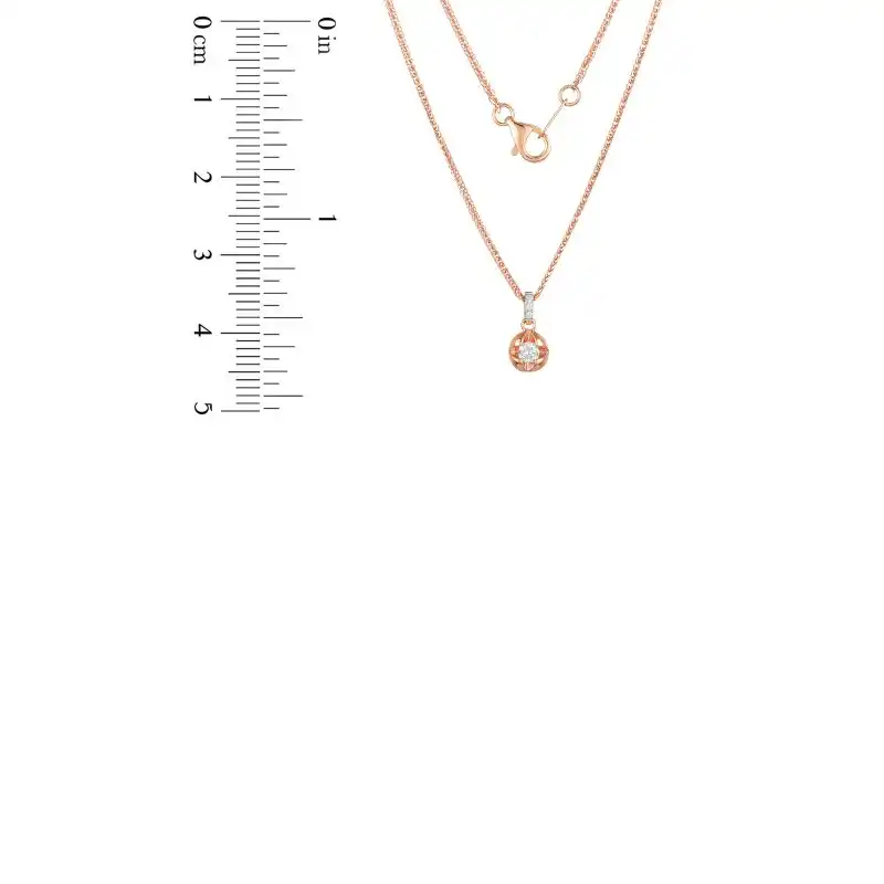 18K Rose Gold Diamond Necklace with 4 Diamonds