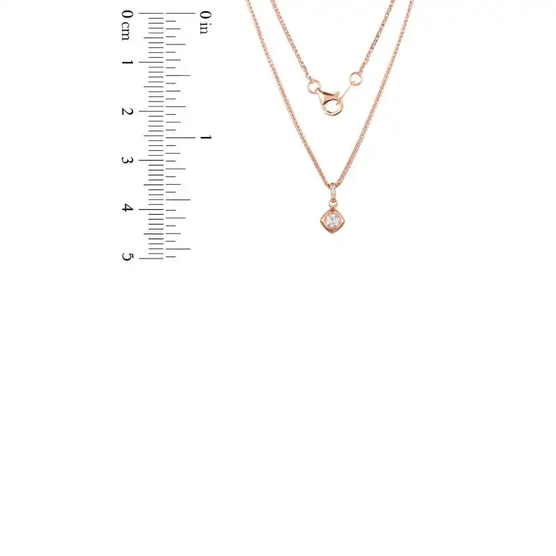 18K Rose Gold Diamond Necklace with 4 Diamonds