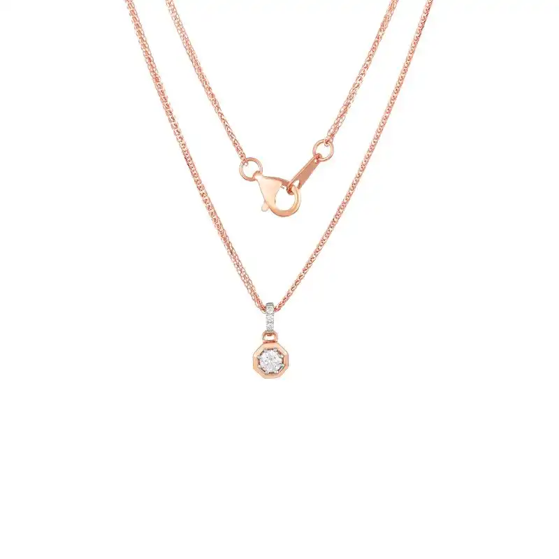 18K Rose Gold Diamond Necklace with 4 Diamonds