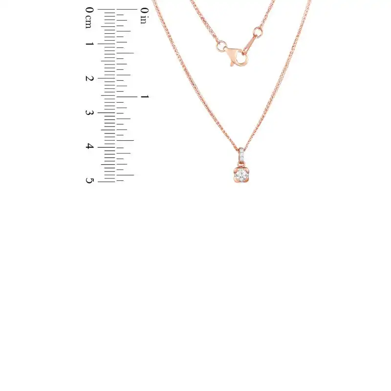 18K Rose Gold Diamond Necklace with 4 Diamonds