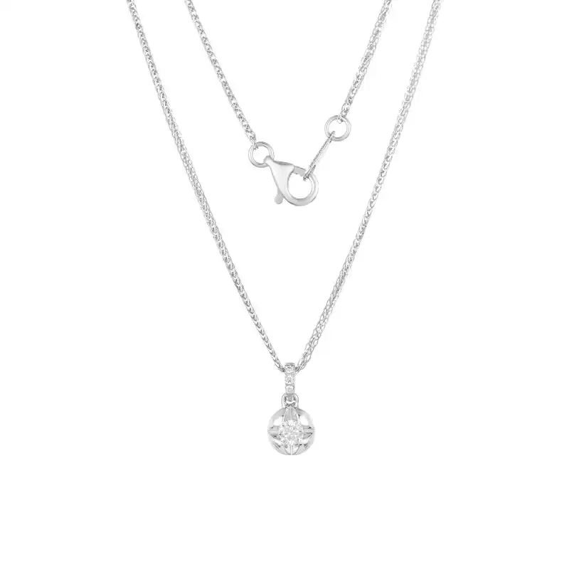 18K White Gold Diamond Necklace with 4 Diamonds