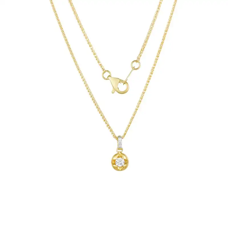 18K Yellow Gold Diamond Necklace with 4 Diamonds