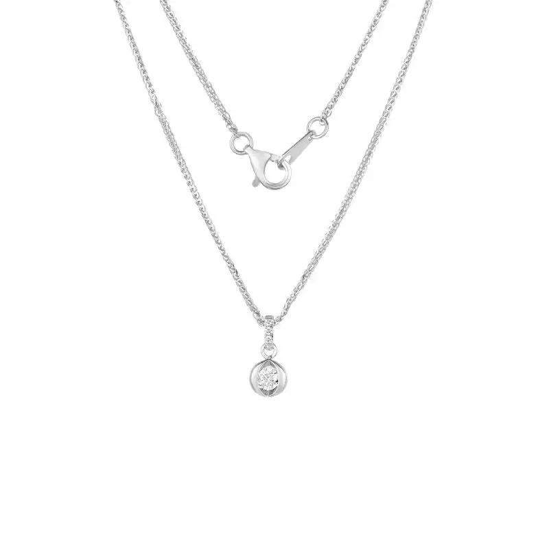 18K White Gold Diamond Necklace with 4 Diamonds