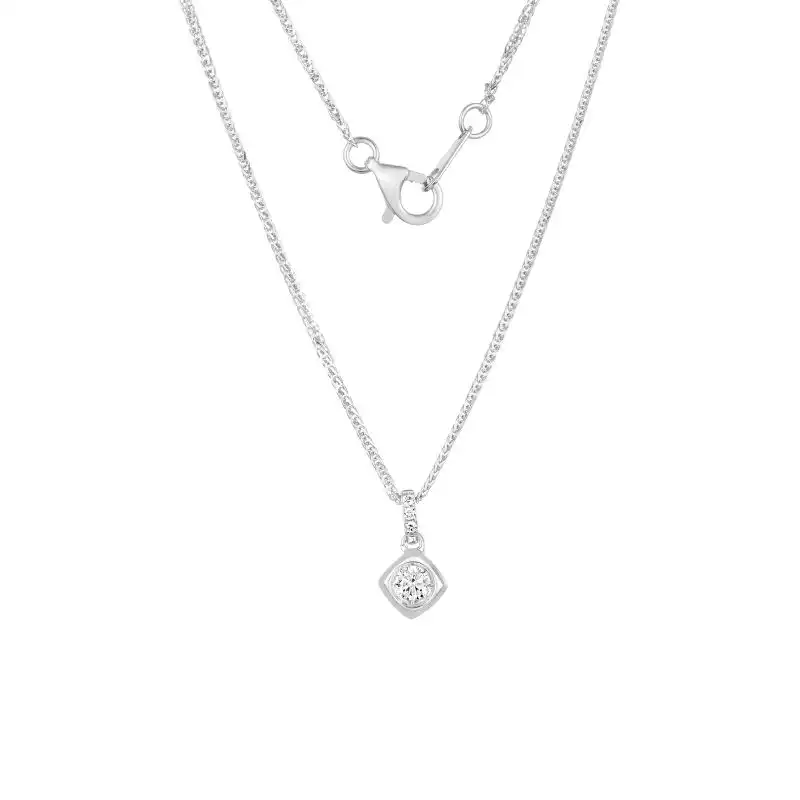 18K White Gold Diamond Necklace with 4 Diamonds