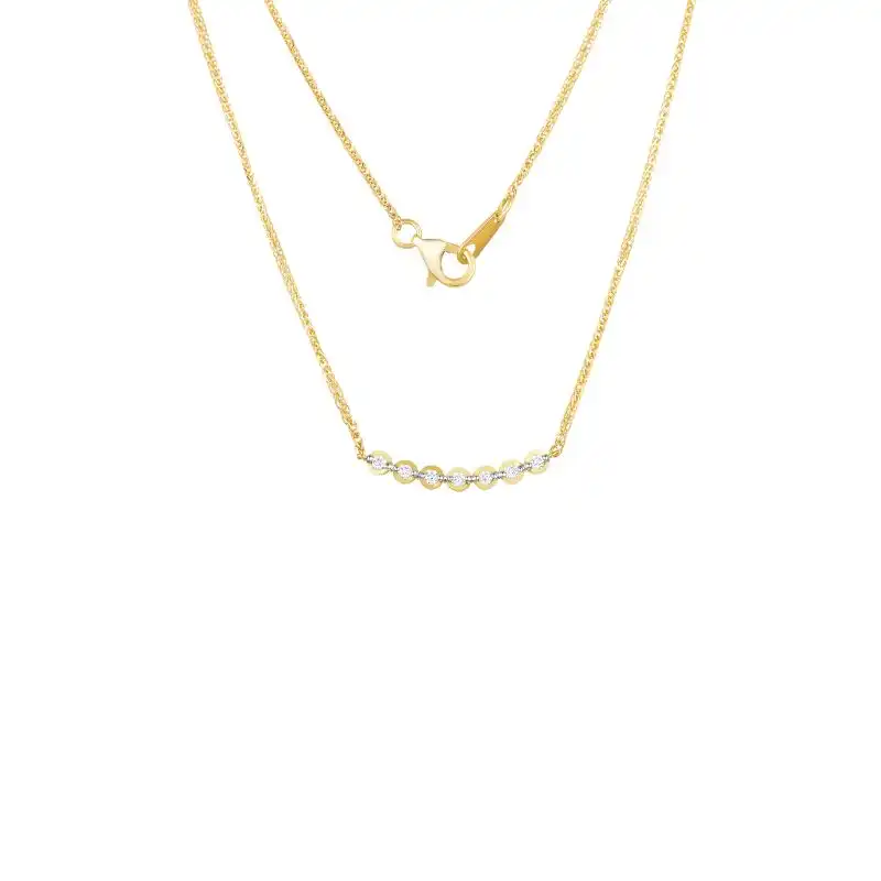 18K Yellow Gold Diamond Necklace with 7 Diamonds