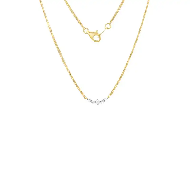 18K Yellow Gold Diamond Necklace with 5 Diamonds