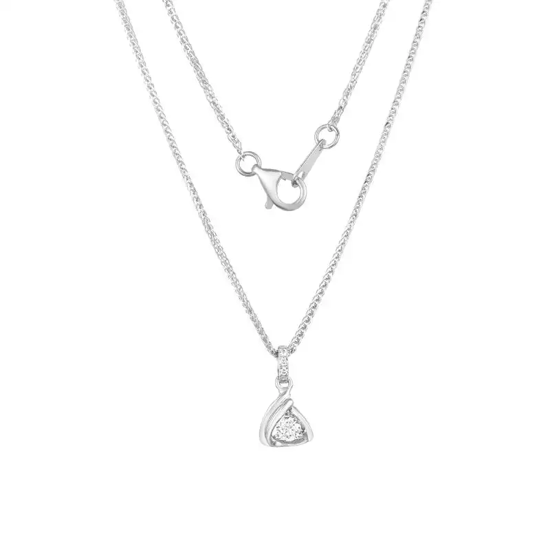 18K White Gold Diamond Necklace with 4 Diamonds