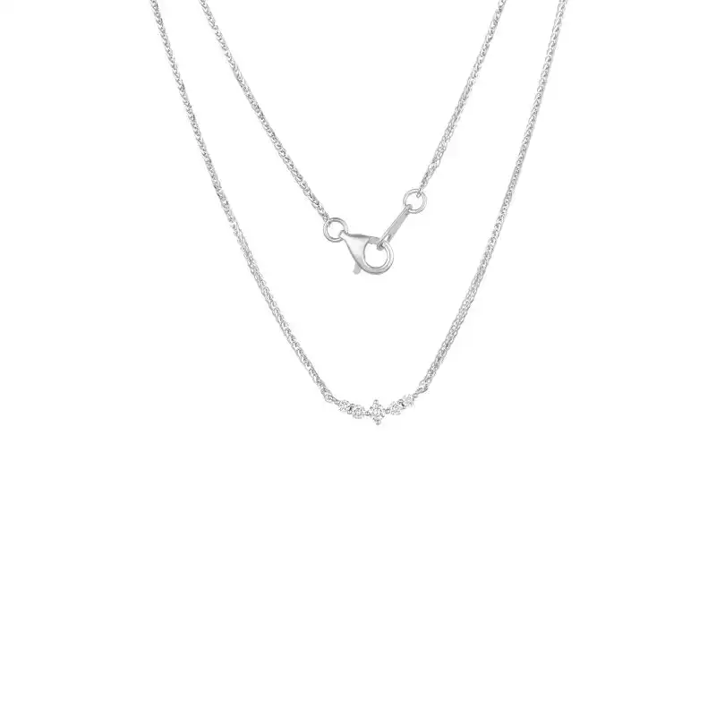 18K White Gold Diamond Necklace with 5 Diamonds