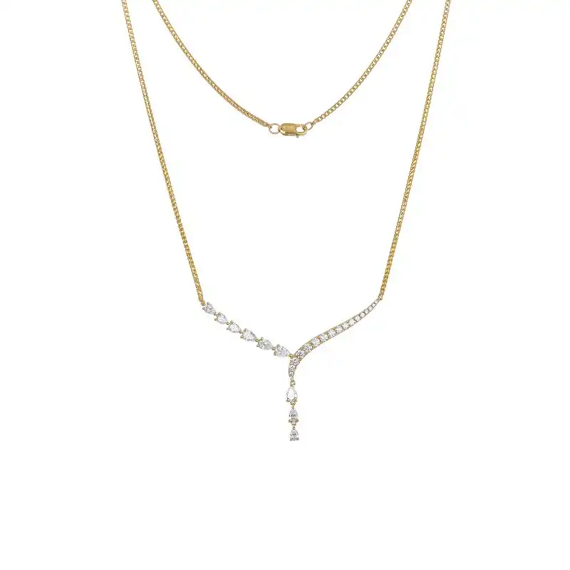 18K Yellow Gold Diamond Necklace with 18ROU