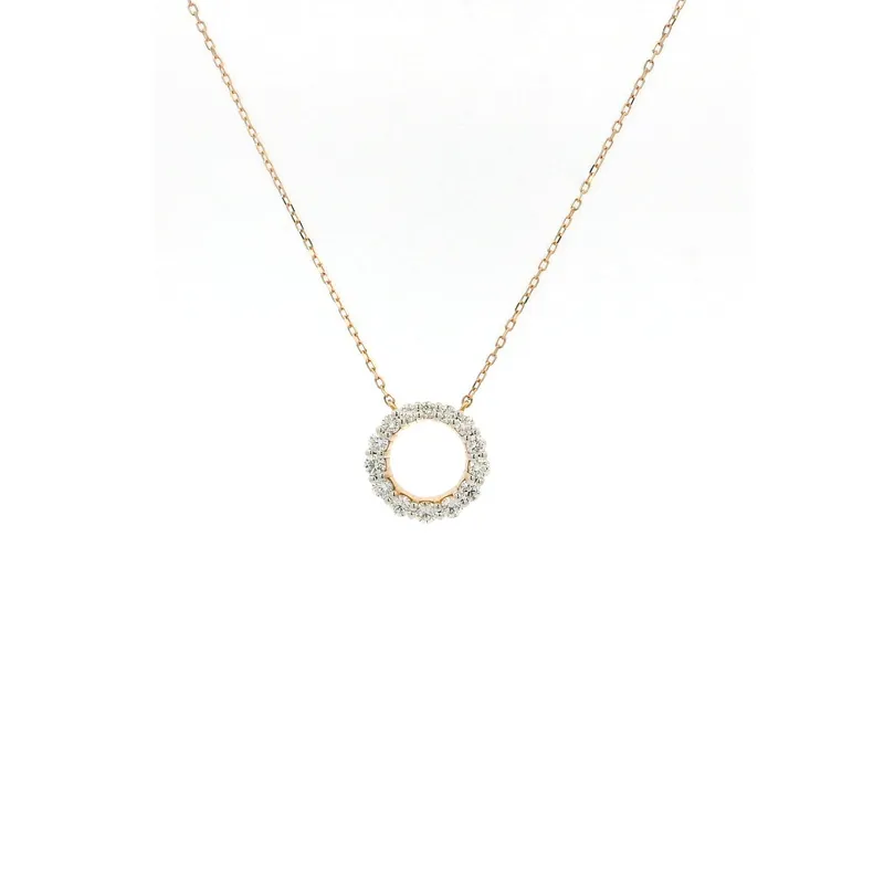 Modest Diamond Circle Pendant Necklace