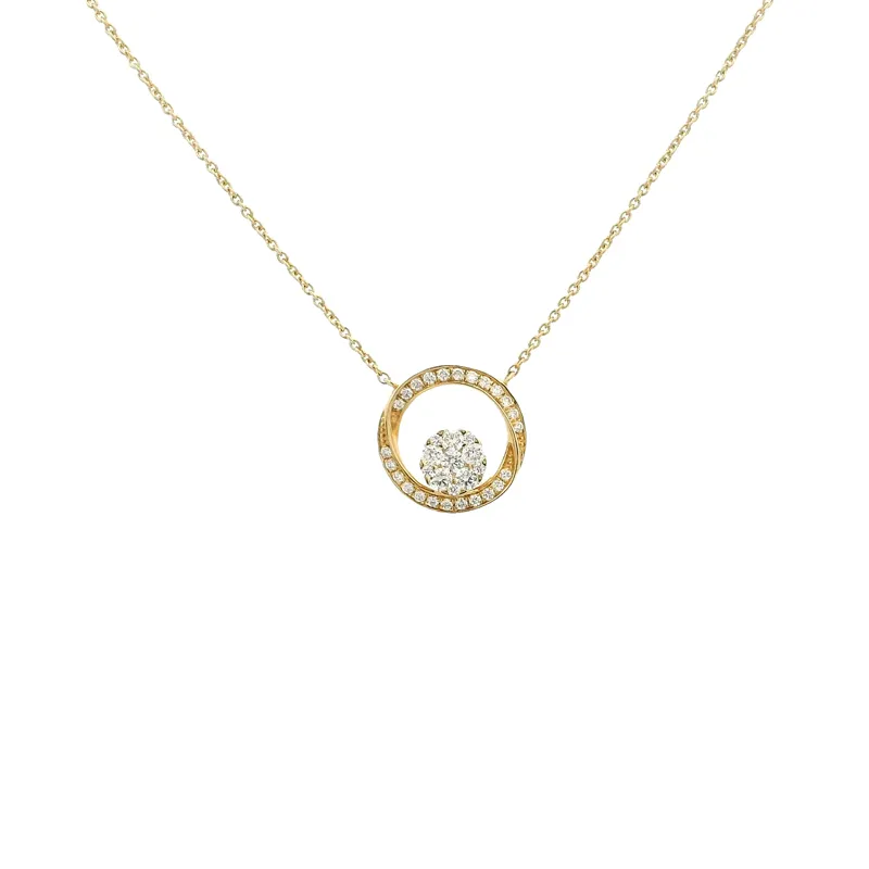 Elegant Diamond Circle Pendant Necklace