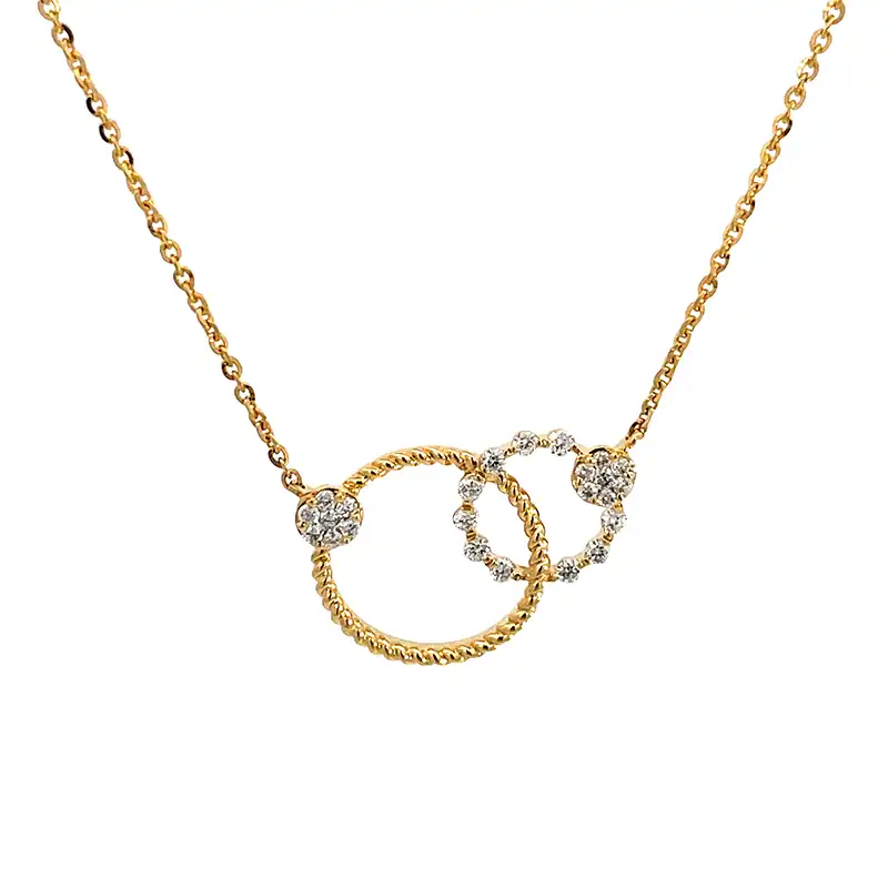 Circle in Circle Gold Diamond Necklace