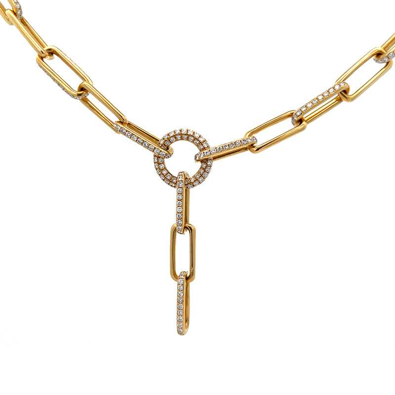 Contemprorary Diamond Necklace in Yellow Gold