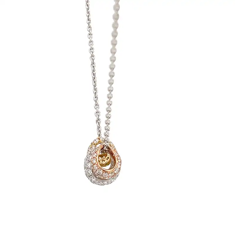 Timeless Elegance - Tricolor Gold Diamond Pendant