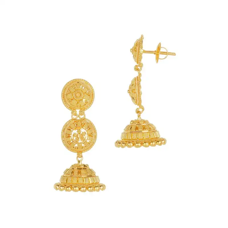 22K Gold Necklace and Jhumka style Earring Set