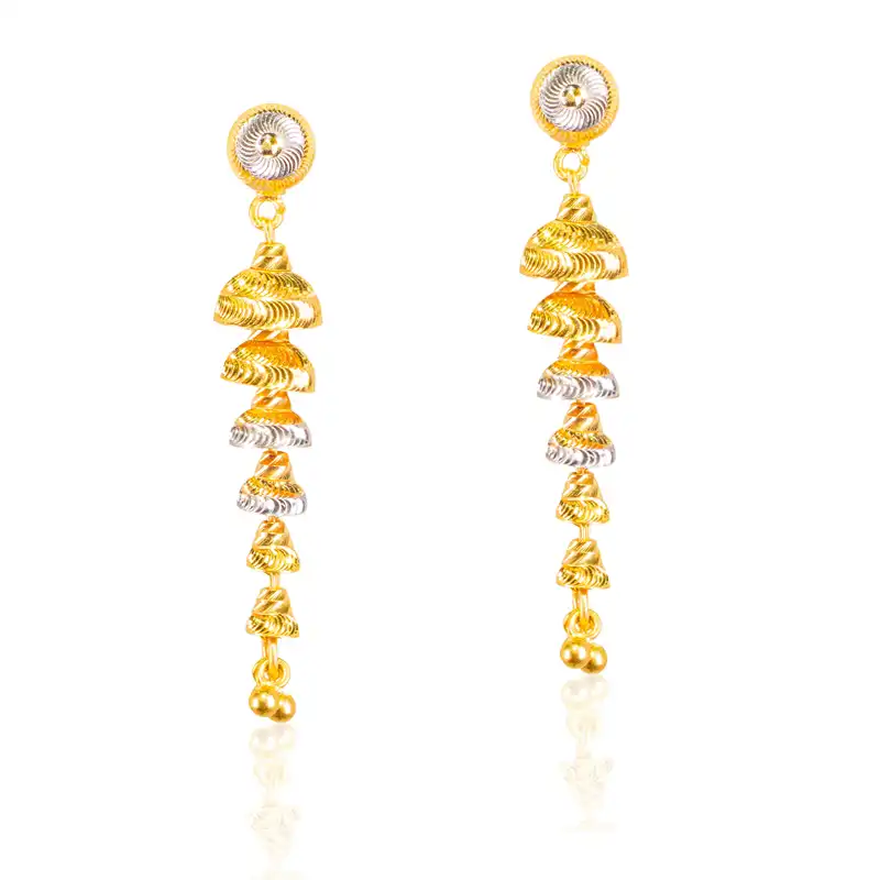 Swirly Gold Bell Drop Earrings