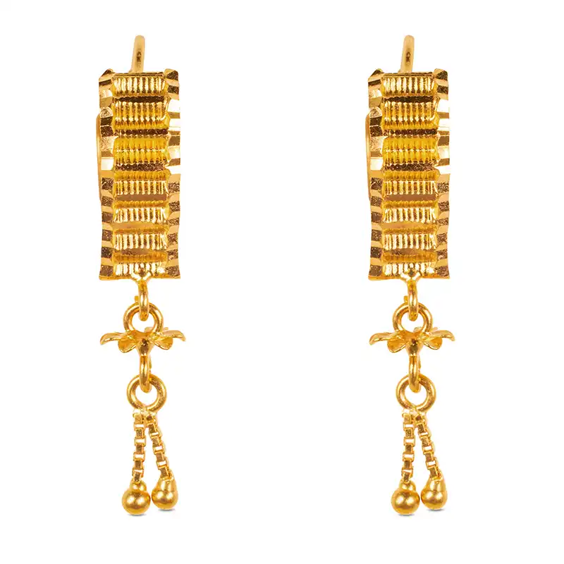 Exquisite Hanging Earrings in 22K Gold