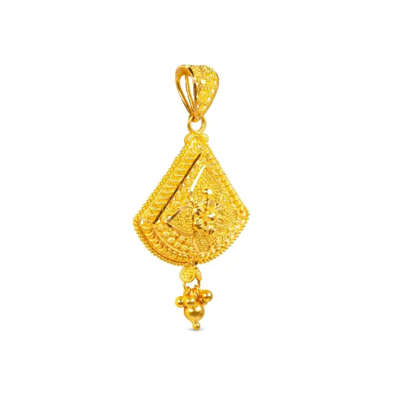 22K Yellow Gold Pendant Earrings Set