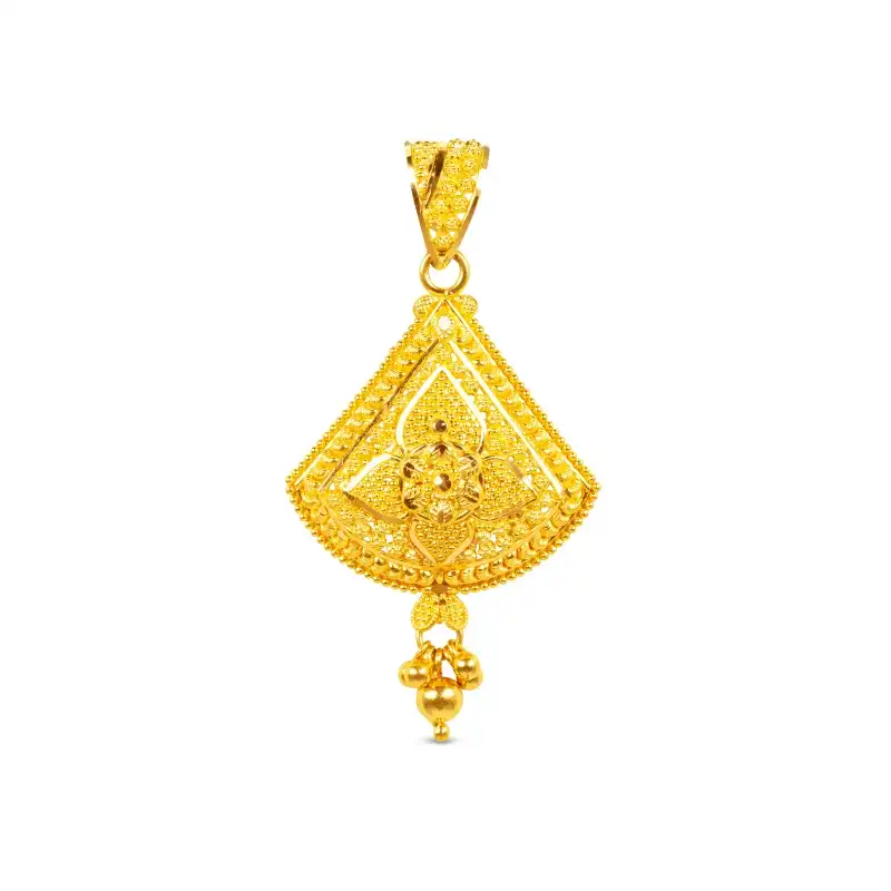 22K Yellow Gold Pendant Earrings Set