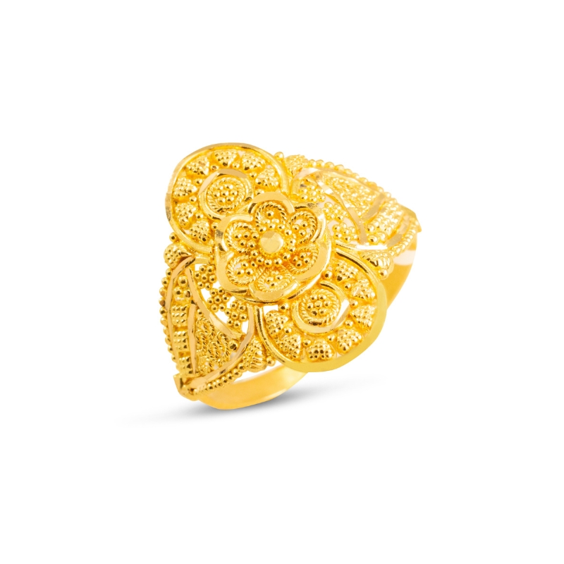 Elegant Floral Net 22k Gold Ring