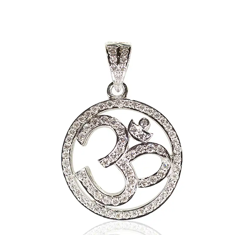 Round OM pendant in White Gold and Diamonds