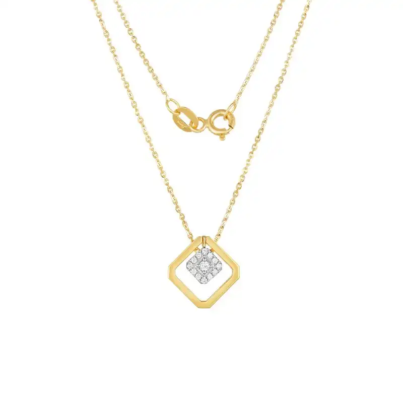 18K White and Yellow Gold Diamond Pendant with 13 Diamonds