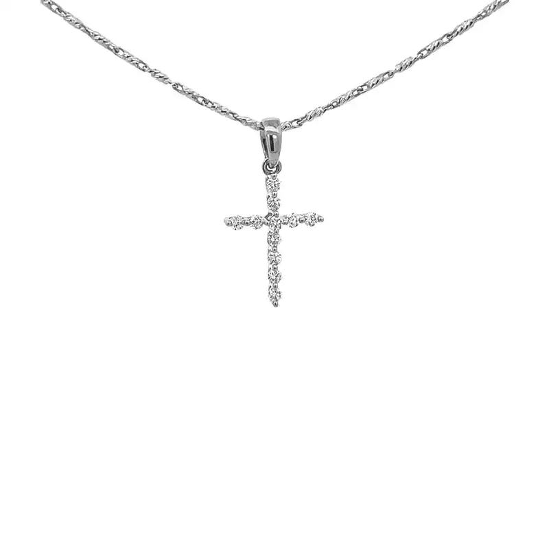 Elegant Diamond Cross Pendant - White Gold