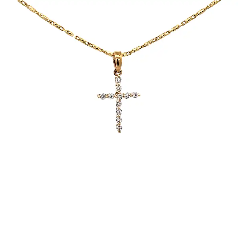 Elegant Diamond Cross Pendant - Yellow Gold