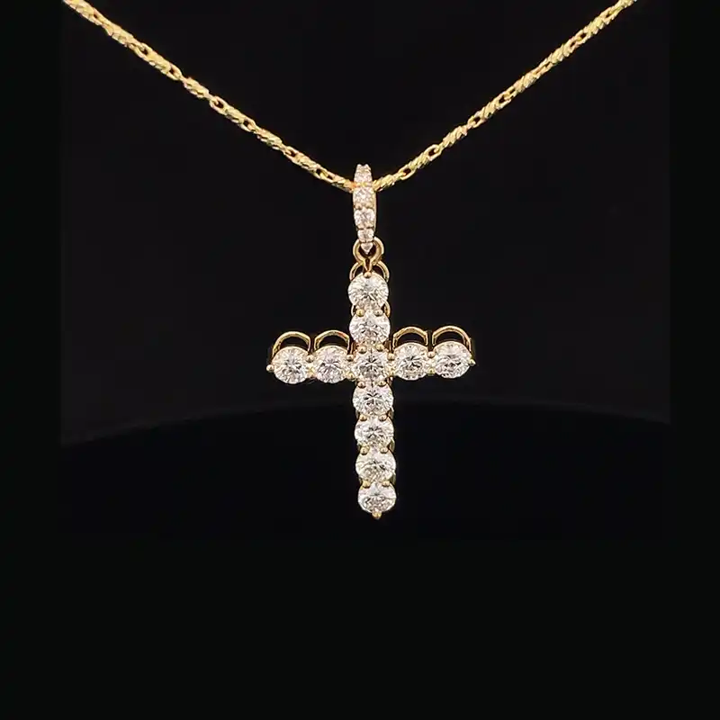 Diamond Cross Pendant - Yellow Gold