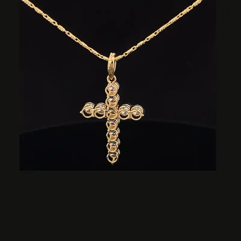 Diamond Cross Pendant - Yellow Gold