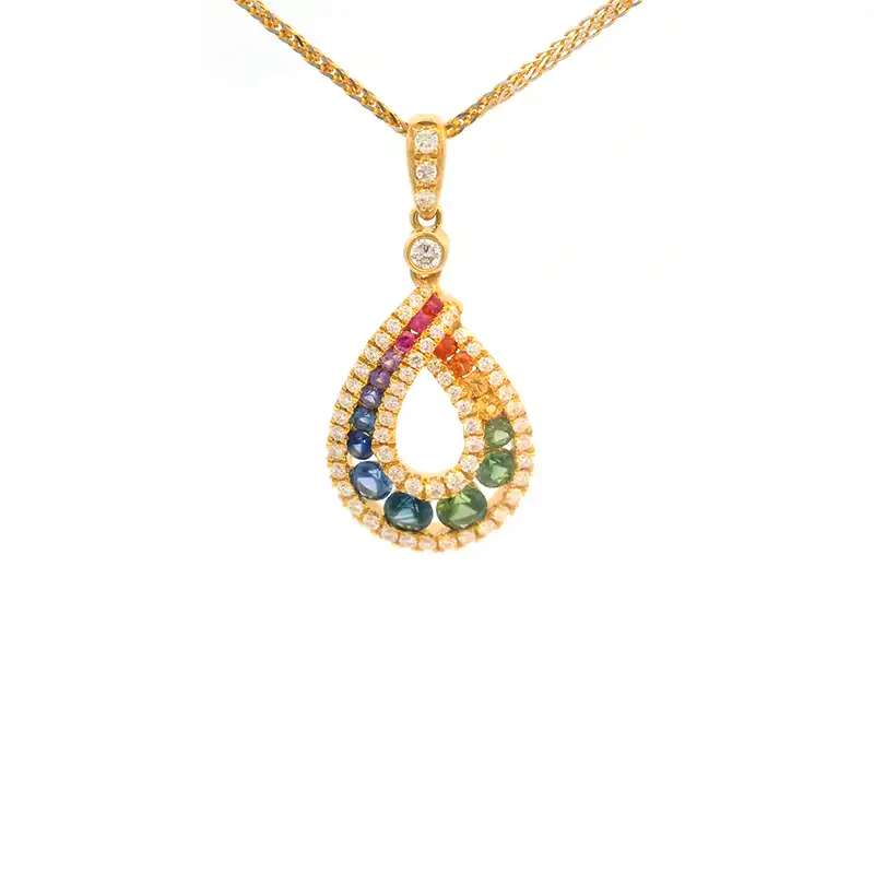 Gold Diamond Gemstone Pendant