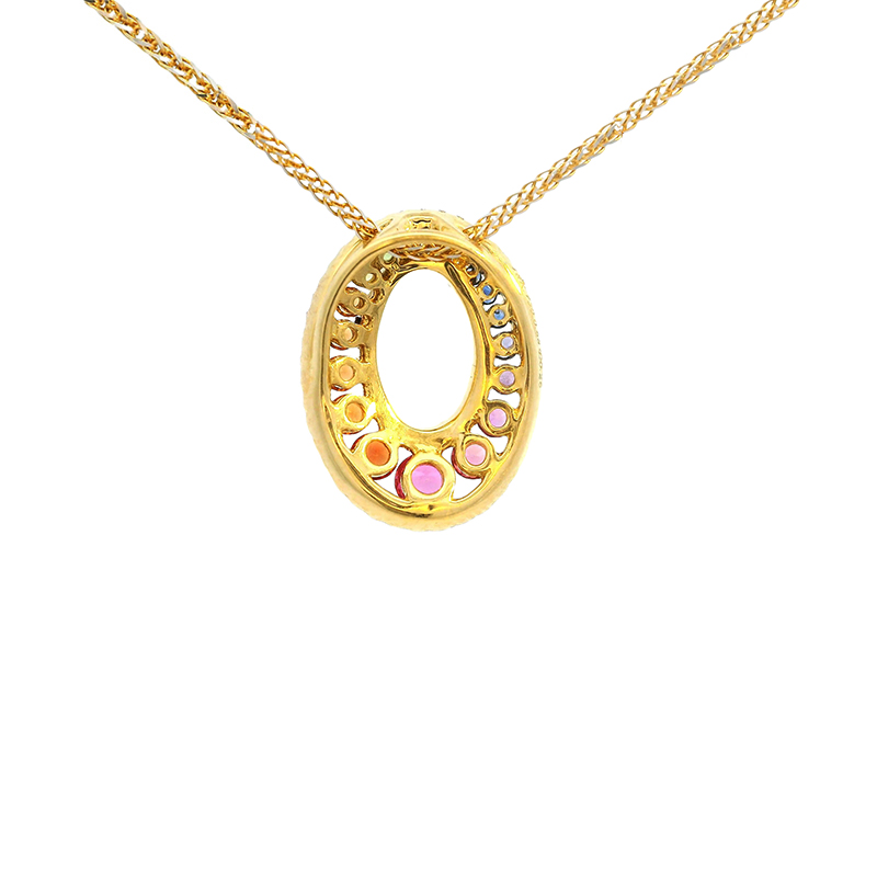 Oval Gemstone and Diamond Pendant