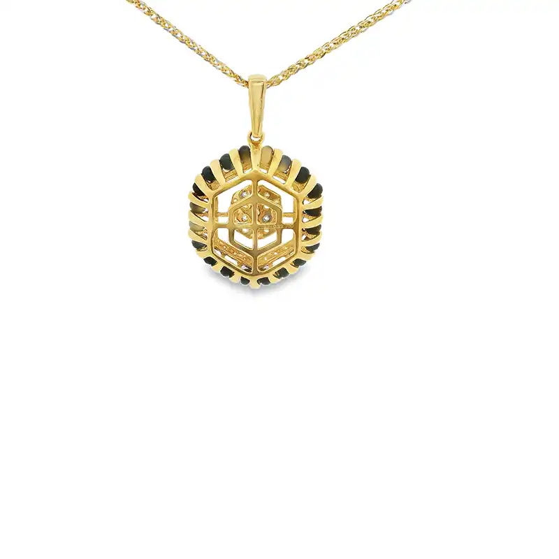 Elegant Hexagonal Gold Diamond Pendant