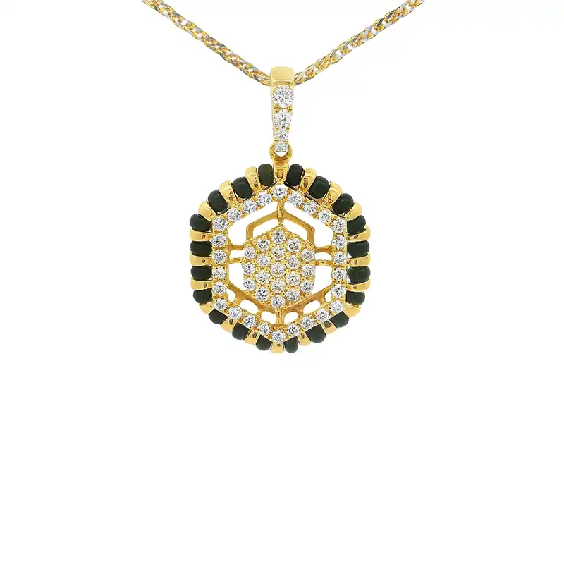 Elegant Hexagonal Gold Diamond Pendant