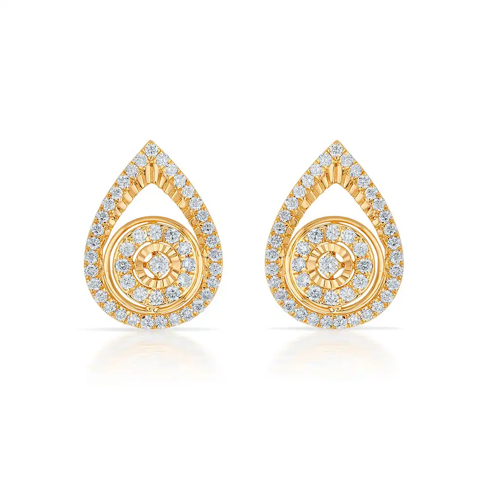 Gold & Diamond Pave Teardrop Pendant Set