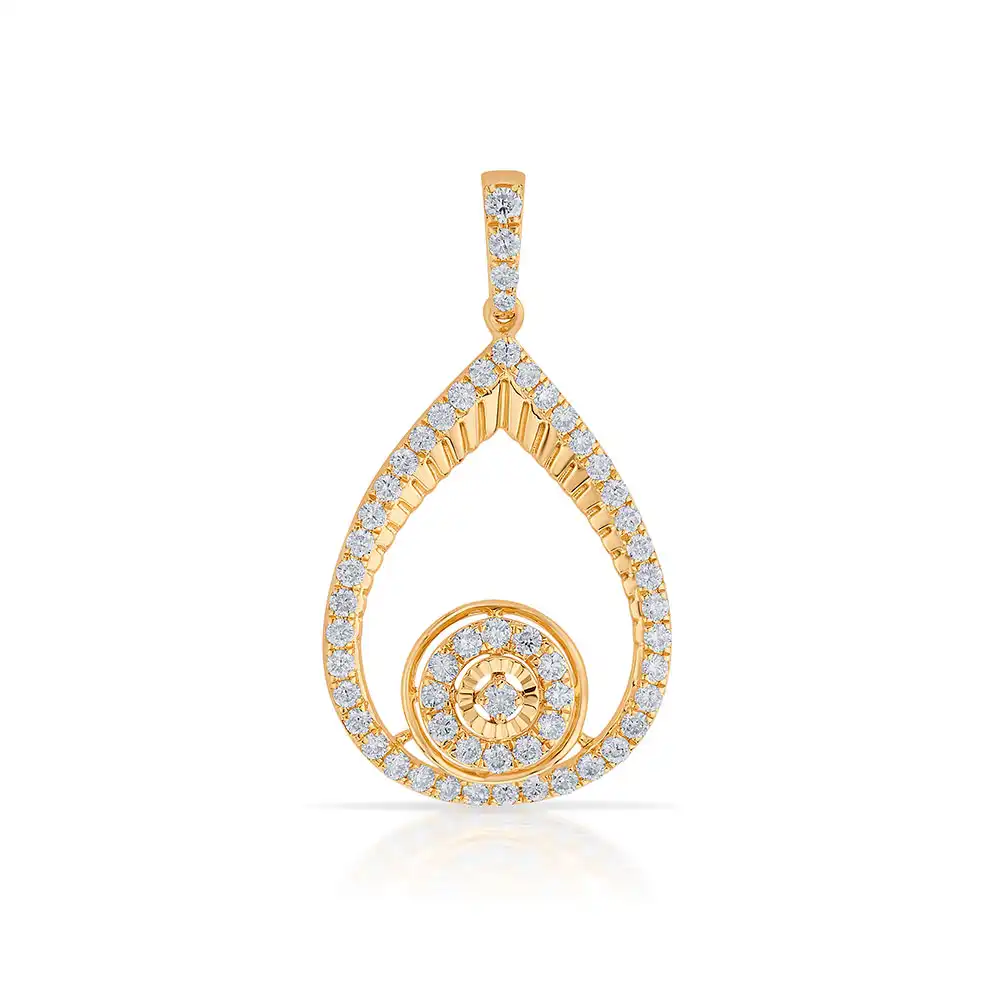 Gold & Diamond Pave Teardrop Pendant Set