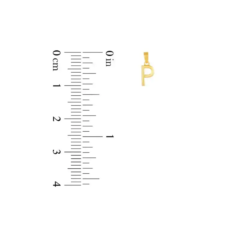 22K Yellow Gold Letter P Simple Pendant