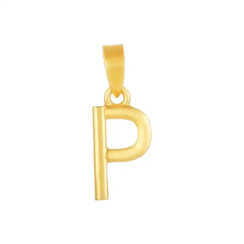 22K Yellow Gold Letter P Simple Pendant