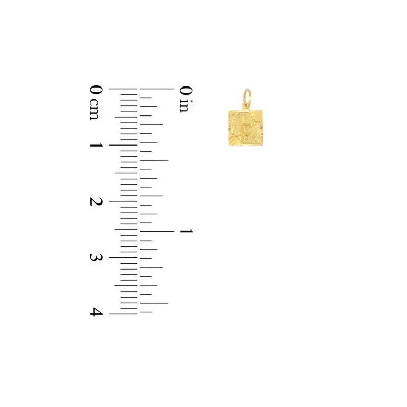 22K Yellow Gold Letter C Square Patterned Pendant