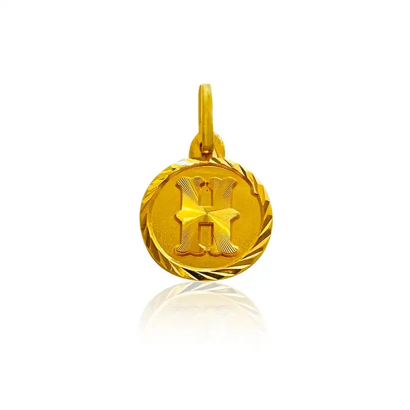 Letter H Initial Pendant in 22K Yellow Gold