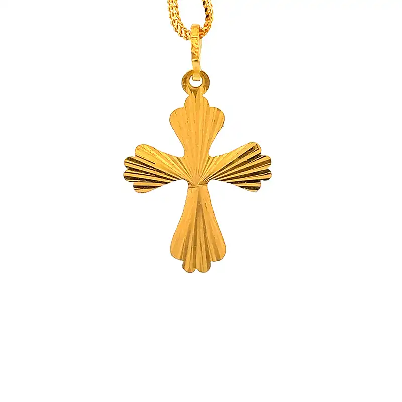 Divine Elegance Cross Pendant in 22K Gold