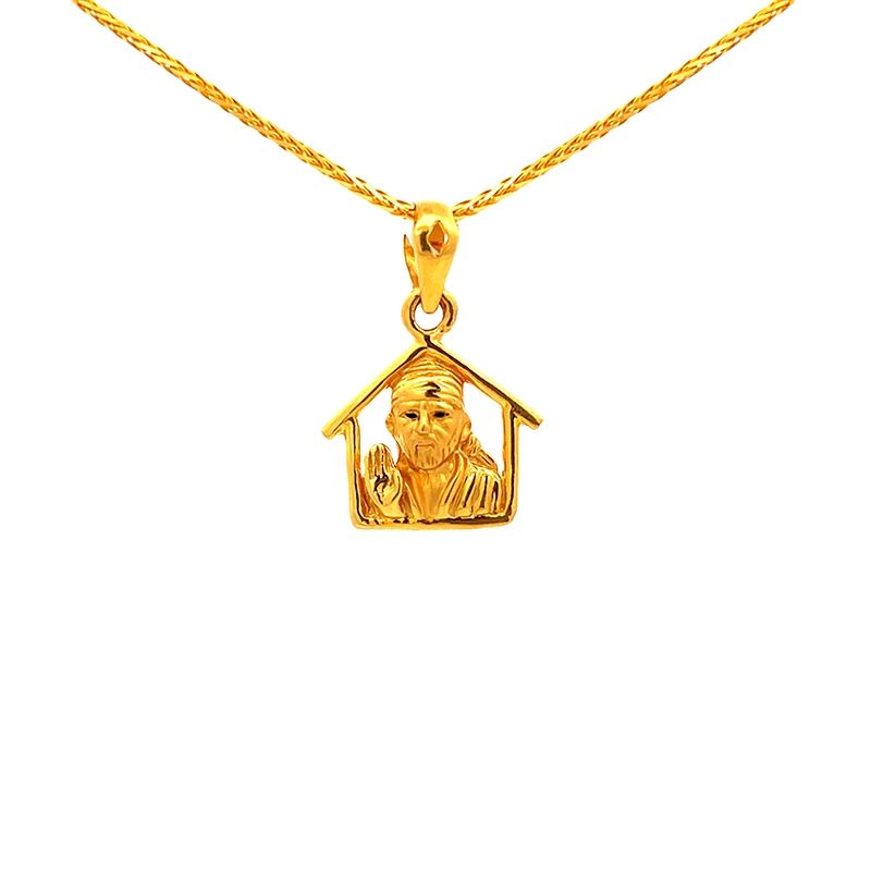 Sai-baba face in House Pendant 22K Yellow Gold