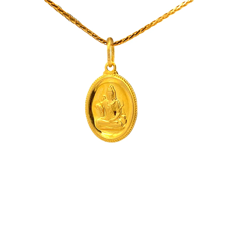 Lord Shiva Oval shaped Pendant  22k Yellow Gold